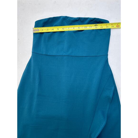 Lulus After Hours Teal Strapless Ruffled Maxi Dress in dark teal. - Picture 6 of 8